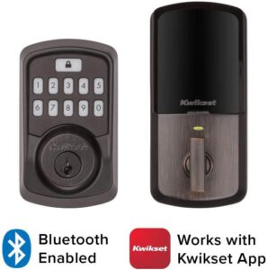 Kwikset 99420-003 Aura Bluetooth Programmable Keypad Door Lock Deadbolt Featuring SmartKey Security